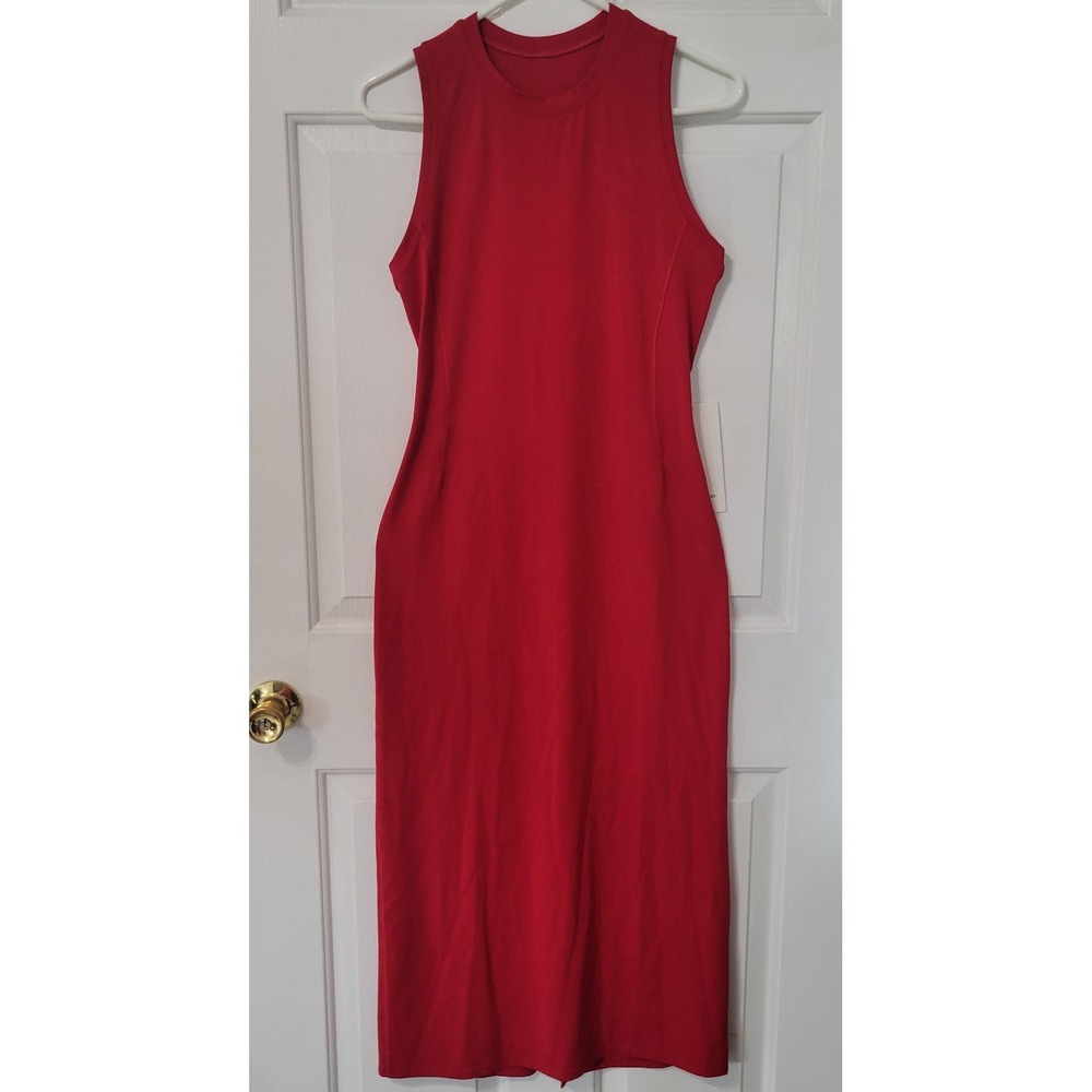 Lululemon All Aligned Midi Dress 6 Red‎ NWT Nulu Sleeveless Bodycon Athletic